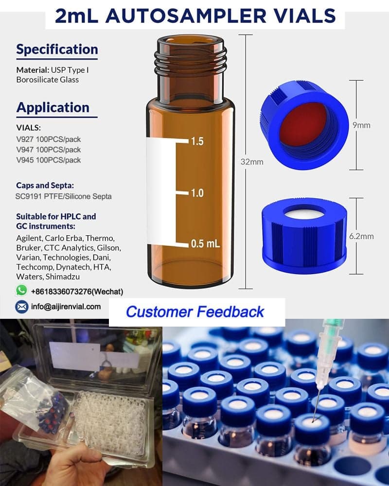 Iso9001 crimp HPLC autosampler vials with label